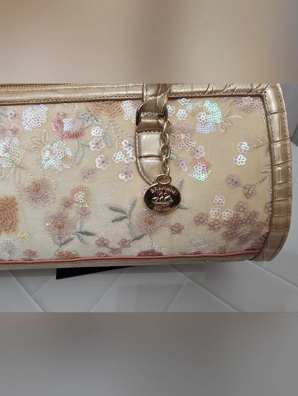 Brahmin Sophia Multi Whimsy Sequin Floral Leather Satchel NWT